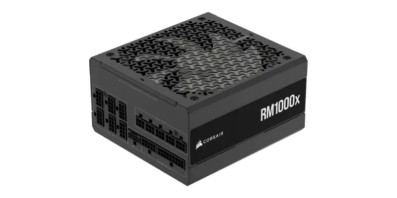 A 3d Render Of A Corsair Rm1000x Modular Power Supply Unit Psu Showing The Connection Ports For Cables