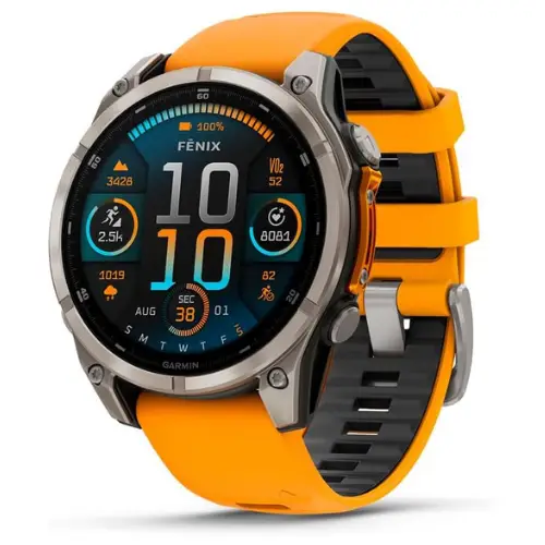 A Rugged High End Garmin Fenix Smartwatch With A Stainless Steel Bezel And A Bright Orange And Black Silicone Strap Bitbyteiq.com