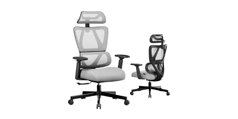 Black Mesh Ec100 Ergonomic Office Chair With Headrest And Deep Seat Cushion Found On Bitbyteiq.com