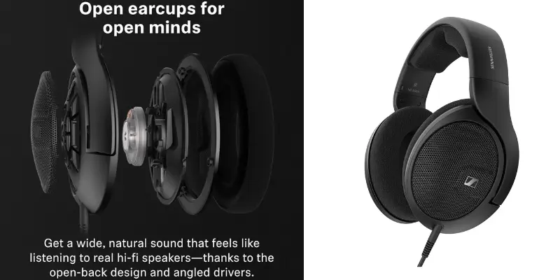 Deconstructed View Of Sennheiser Hd 560s Earcup Showing The Driver Next To The Assembled Headphone. Open Back Design Details On Bitbyteiq.com