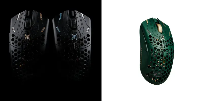 Honeycomb Magnesium Alloy Style Gaming Mice In Black And Green Colorways On Bitbyteiq.com