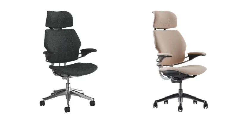 Pair Of Ergonomic Office Chairs With High Upholstered Backs Dark Gray And Tan High Comfort From Bitbyteiq.com