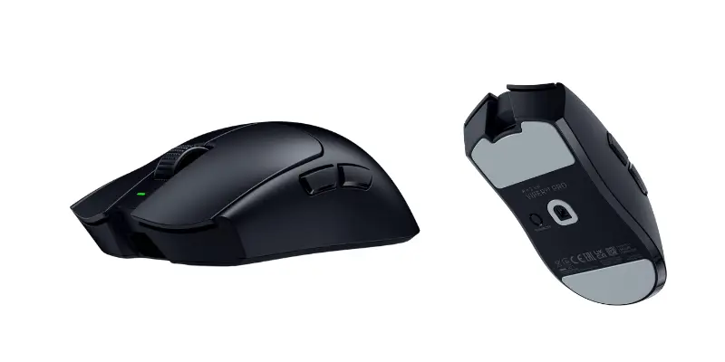 Razer Viper V3 Pro Side Profile And Underside View Showing Sensor And Feet At Bitbyteiq.com