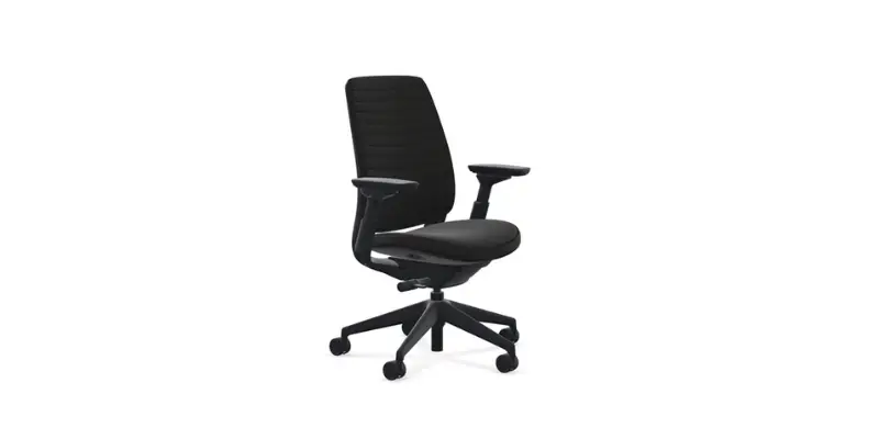 Sleek Black Ergonomic Office Chair With Upholstered Seat And Back Adjustable Arms Perfect For Bitbyteiq.com Work