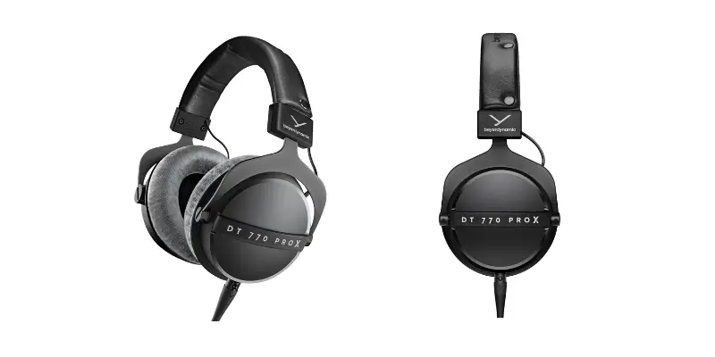 Two Views Of The Beyerdynamic Dt 770 Pro X Closed Back Studio Headphones. Detailed Specs Available On Bitbyteiq.com